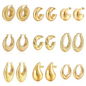 Gaby Screw Twisted Shape Ear Hoops Body <b>Piercing</b> Gold Plated <b>Earrings</b> Studs Stainless Steel Ear Hoops Jewelry for Women - Product Image 6