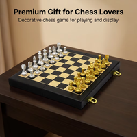 Jeu d'échecs Staunton avec plateau en bois et pièces en métal, jeu d'échecs international fait main et lesté pour la décoration de la maison ou comme cadeau