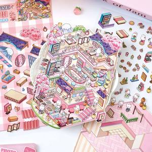 3 hojas de pegatinas de almacenamiento de paisajes por paquete <span class=keywords><strong>Serie</strong></span> de vida de fantasía Pegatinas de cuaderno apilables visuales en miniatura - Product Image 4