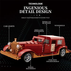 Vintage Auto Modell Phantom Oldtimer (865 Teile) Klassische Stadt Retro Limousine Bausteine Montage Kinderspielzeug Geschenk Bauklötze Set - Product Image 4