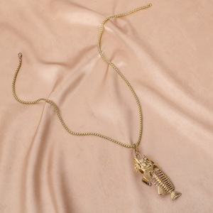 Collier pendentif en acier inoxydable motif os de poisson, style rétro, bijoux personnalisés, cadeau hip-hop rock, vente en gros - Product Image 6