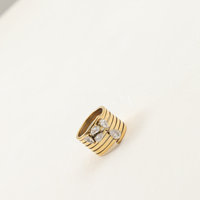 Neuer Herbst-Winter-Ring aus 18k PVD-vergoldetem Edelstahl, Modischer Wasserdichter Breiter Frühlings-Wassertropfen-Zirkonring