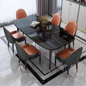 Ensemble <span class=keywords><strong>de</strong></span> <span class=keywords><strong>table</strong></span> et <span class=keywords><strong>de</strong></span> chaises <span class=keywords><strong>de</strong></span> salle à manger <span class=keywords><strong>avec</strong></span> plateau en marbre et structure en métal dépliable - Product Image 6