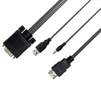 Câble VGA vers HDMI bidirectionnel avec câble d'alimentation USB et câble audio pour projecteur, ordinateur portable, moniteur HDTV