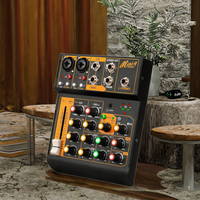 Console de mixage audio Bluetooth 5.0 mini 4 canaux, vente directe d'usine, égaliseur 3 bandes, interface audio USB |   Microphone filaire réglable pour la voix