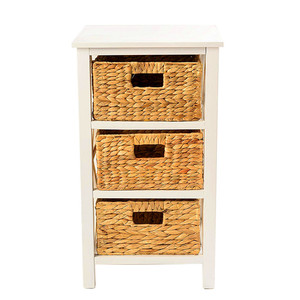 KD <strong>Chest</strong> <strong>of</strong> <strong>3</strong> <strong>Drawers</strong> Wooden Cabinet Water Hyacinth Basket - Product Image 2