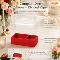 Boîte cadeau écologique en PVC transparent avec poignée, 2 compartiments, pour fleurs, gâteaux, emballages alimentaires - Pliable, pour la Saint-Valentin, les mariages, la fête des mères