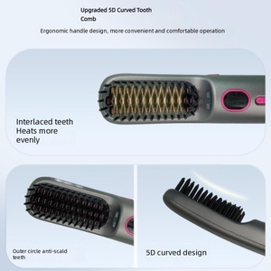 <b>Wireless</b> Portable Cordless Hair <b>Straightener</b> Brush Comb with 9000mAh Battery - Product Image 4