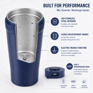 Botella Mezcladora Eléctrica de Acero Inoxidable Aislada de 16 oz, Recargable por USB C, <span class=keywords><strong>Mezclador</strong></span> de Batidos de Proteínas, Vaso <span class=keywords><strong>Mezclador</strong></span> Portátil - Product Image 2