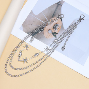 Chaîne de taille pour femme avec design crâne et fil barbelé, style hip-hop multicouche, accessoire pour jupe, blanc K - Product Image 6