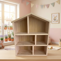 Maison de poupée en bois de pin naturel robuste avec balcon, entièrement assemblée, à décorer soi-même, la maison de rêve des filles