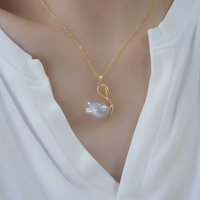 Pendentif en perle baroque, Collier en perles baroques, Monture de collier avec pendentif en perle, Breloque pendentif cage, Collier de bijoux baroques
