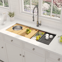 Grand évier de cuisine sous plan de 42x19 pouces en acier inoxydable 304 de calibre 16 avec rebord