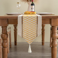 Chemins de table jacquard personnalisés en coton et lin, techniques tissées de style ferme rustique vintage pour table à manger