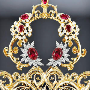 Pendientes de Mujer MUSHAN, Plata de Ley S925, Chapados en Oro Verdadero, Alas de Ángel, Color Rojo Sangre de Pichón Sintético Artificial - Product Image 3