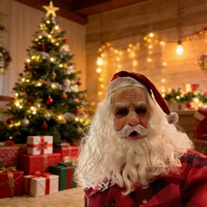 Máscara Realista de Santa Claus Anciano con Peluca Blanca, Barba y Gorro, Accesorios de Disfraz para Fiesta de Navidad - Product Image 3
