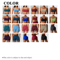 Vente en gros de vêtements de sport sans coutures pour femmes magnifique soutien-gorge de course pour le dos short taille haute en forme de V leggings ensembles de yoga