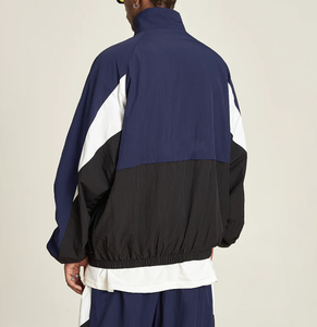 Maßgefertigte Leichte <span class=keywords><strong>Patchwork</strong></span> 100% Recycelte Polyester Reißverschluss Übergroße Sport-Renn-Windjacke für Herren - Product Image 2