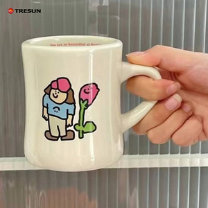 แก้วกาแฟเซรามิกขนาด 11 ออนซ์ ชุดแก้วกาแฟสำหรับร้านอาหาร ร้านกาแฟ บ้านพักตากอากาศ และใช้ในครัวเรือน - Product Image 1