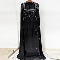 Robes maxi de soirée de haute qualité pour femmes grandes tailles, col montant, dentelle perlée