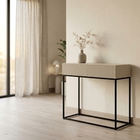 Table console en acier inoxydable brillant, nouveau design, vente en gros d'usine, avec pieds dorés/noirs, pour chambre/salon