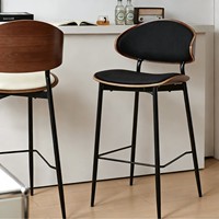 Tabouret de bar moderne minimaliste à dossier haut avec structure métallique pour restaurants, salons de thé, hôtels, usage domestique - Mobilier commercial