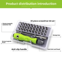 Kit d'outils de réparation pour téléphones et ordinateurs en acier au chrome-vanadium 32-en-1, fourni directement par l'usine, avec étui rigide, pour démontage domestique