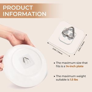 Supports muraux adhésifs modernes en plastique de 57 mm pour assiettes, supports verticaux pour affichage, crochets décoratifs pour photos et assiettes murales - Product Image 3
