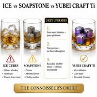 4 pierres à whisky en titane pur de qualité 1, finition irisée CLI |   Zéro dilution |   Glaçons en métal réutilisables, fabrication OEM disponible
