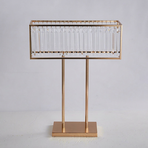 Centro de Mesa Rectangular de Metal Dorado con Cristal para Decoración de Mesa de Catering para Eventos de Boda - Product Image 1