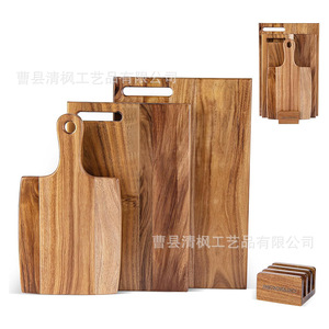 Juego de tablas de cortar de madera de acacia, 3 piezas con asa para cocina, bandeja para cortar y servir - Product Image 5