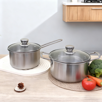 Lot de 2 ustensiles de cuisine en acier inoxydable à fond plat pour la cuisine à la maison.