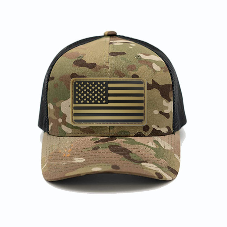 Ropa Estadounidense Trade Winds Gorra De Béisbol Táctica De La Bandera Estadounidense Negra De La Línea Azul Delgada, Multi Tn Blancas