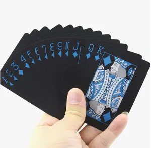 Conjunto de cartas de jogo de pôquer em pvc, jogo de pôquer de plástico à prova d'água em pvc, cor preta, conjuntos de cartas mágicas, clássico, ferramenta de jogos de poker