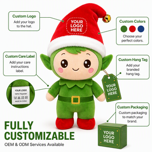 Peluche ultra douce Kawaii de Noël, elfe en peluche avec chapeau à clochettes pour la décoration de la maison et les cadeaux de Noël - Product Image 1