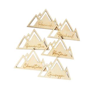 Modèle personnalisé personnalisation carte de siège en bois montagne nom plaque découpée au laser <span class=keywords><strong>pendule</strong></span> - Product Image 5