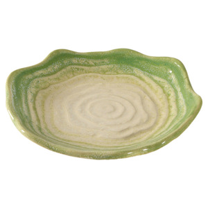 Assiettes à dessert irrégulières en céramique, faites à la main, design dégradé vert Wabi Sabi, pour les fêtes - Product Image 5