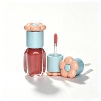 Emballage de tube à gloss cosmétique vide en forme de fleur, 4 ml, tube à gloss vide avec pinceau court