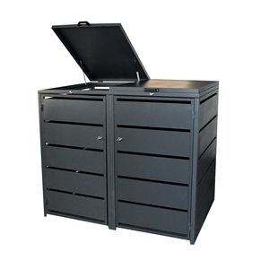 אשפה חיצוני פלדה יכול אחסון פח אשפה גינה כיסוי פח חיצוני גלגלים מסכל גלגלים עם 2 <span class=keywords><strong>bin</strong></span> - Product Image 3