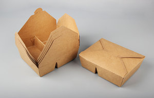 Tùy chỉnh sinh thái thân thiện phân hủy sinh học Kraft Takeaway hộp thực phẩm bao bì thực phẩm đa ngăn Kraft Giấy Hộp Ăn Trưa - Product Image 4