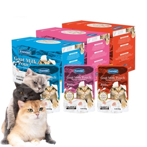 Offre Spéciale – Aliment Humide pour Chat FAENBEI au <span class=keywords><strong>Lait</strong></span> <span class=keywords><strong>de</strong></span> Chèvre, Bouchées <span class=keywords><strong>de</strong></span> Viande, Nutrition Complète, Poulet et Dinde, en Sachet Boîte - Product Image 1