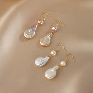 Pendientes de Perlas Barrocas WENCHI 1619 para Mujer, Color Rosa Morado, Accesorio Elegante Natural - Product Image 6