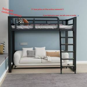 Маленькая квартира, общежитие, железная кровать-ЛОФТ, односпальная или двуспальная, с подкроватным столом, экономия пространства для аренды металлического материала - Product Image 4