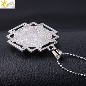 CSJA <span class=keywords><strong>Merkaba</strong></span> liontin kalung warna perak antik Reiki 7 Chakra pohon kehidupan liontin jimat dalam baja nirkarat perhiasan F767 - Product Image 3