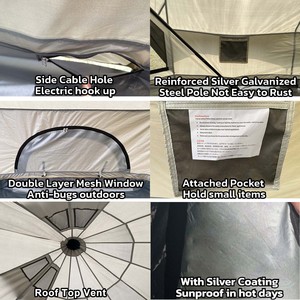 5m ngoài trời sang trọng cắm trại lều, thêm lớn Oxford yurt lều, gia đình chuông lều với bếp ổ cắm mà không cần trung tâm cực - Product Image 3