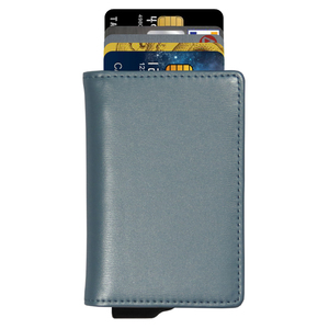 CardHoda Aluminum <b>RFID</b> <b>Wallet</b> Unisex Minimalist Fold Closure Short Card Holder Genuine Leather Lining Blue - Product Image 3