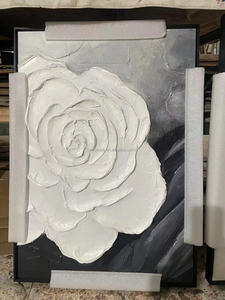 100% peint <span class=keywords><strong>à</strong></span> la main <span class=keywords><strong>toile</strong></span> Texture fleur noir et blanc moderne abstrait mur Art décor <span class=keywords><strong>à</strong></span> la maison acrylique œuvre peinture <span class=keywords><strong>à</strong></span> la main - Product Image 2