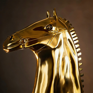 Sculpture de tête de cheval géante en fibre de verre, artisanat créatif moderne, fait main, objet de collection pour la décoration intérieure - Product Image 4