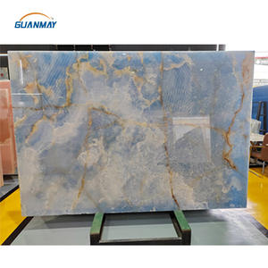 골든 스카이 블루 오닉스 대리석 슬라브 오닉스 블루 자연 백라이트 오닉스 스톤 벽 패널 - Product Image 1