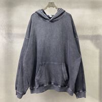 Sweat à capuche vintage épais 420G pour homme, coupe ample, imprimé automne, teint à la cire, délavé, tendance, marque, doublure en pur coton
